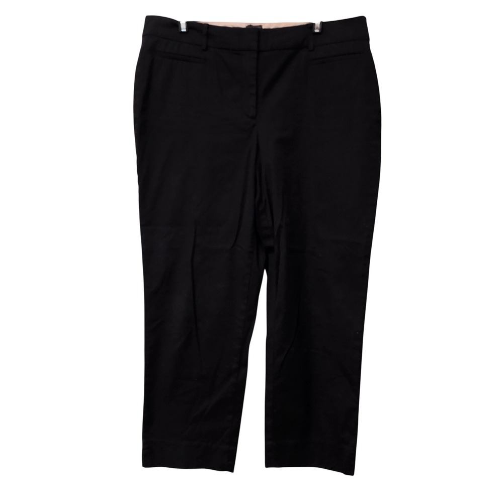 Talbots The Perfect Crop Pants Black Cotton Stretch Trousers Womens 12 Office